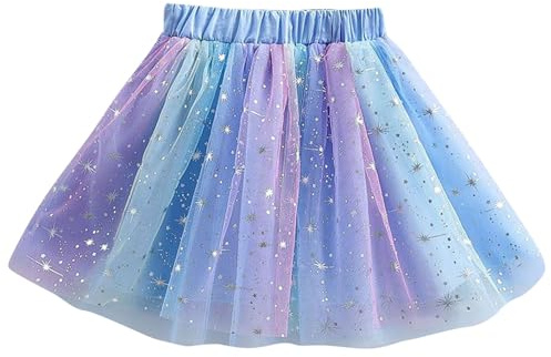 XINYUNZU Mädchen Rock Tüllrock Kinder Tütü Regenbogen Prinzessin Minirock Elastische Taille Tutu Glitzer Ballettrock Tanzrock Cute Skirt Girls Frühling Sommer Mode Röcke für Mädchen 1-12 Jahre Alt