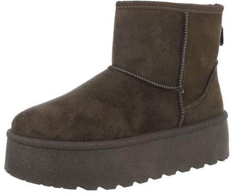 Ital Design Damenschuhe Stiefeletten Plateaustiefeletten, 88-61-, Textil, Olive, Gr. 41