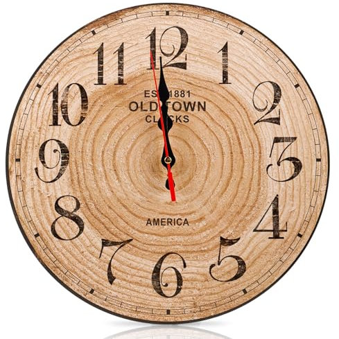 BORDEAG Wanduhr Ohne Tickgeräusche, Holz Wanduhr 30CM, Wanduhr Vintage, Wanduhren, Küchenuhr Wanduhr aus Holz, Große Wanduhr Modern für Schlafzimmer Büro Wohnzimmer Küche Zuhause