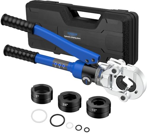 8 TON Pinza a Crimpare Idraulico, Pinza per Multistrato per Tubi in Plastica di Alluminio, PEX, PB, Strumento Con 4 Matrici ?TH16-20-26-32 mm, Die Set Per La Crimpatura Del Tubo