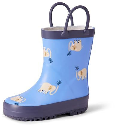 Amazon Essentials x Sofia Grainge Stivali da Pioggia in Gomma Idrorepellenti Unisex Bambini, Blu Elefante Pioggia, 23 EU