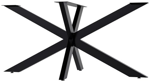 CLP Tischbeine Hardwick I Tischkufen für DIY-Tische mit Höhe 71 cm I Sternförmiges Tischgestell aus pulverbeschichtetem Stahl, Farbe:schwarz, Größe:150x78x71 cm