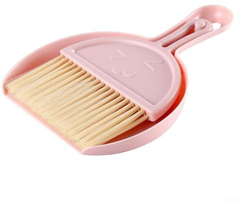 Mini scopa e paletta salvaspazio per una pulizia rapida in spazi ristretti (rosa)