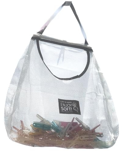 LilaLemon Large Peg Bag for Washing Line, Reusable Peg Holder, Washable Laundry Storage Bag for Clothespin (50 x 40cm) White