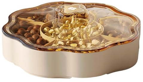ZEPFJHE Scatola di immagazzinaggio elegante con 5 scomparti per snack, distributore di caramelle, scatola per frutta secca con coperchio, vassoio da portata per antipasti