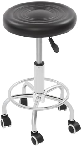Sgabello da bar con ruote, regolabile in altezza, seduta girevole a 360°, sgabello per soggiorno, adatto per parrucchieri, saloni di bellezza, bar, laboratori, case, saloni per parrucchieri per uomini