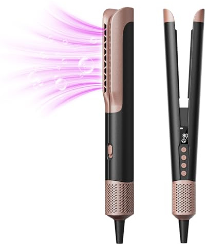Airstraight Glätteisen mit Föhn, Ionen Air Haarglätter, Keine Hitzeschäden, Keine Heißen Platten, 110.000 U/min Air Straight Hair Straightener, 1300W, Max 160 ℃, für Mittleres Haar und Langes Haar