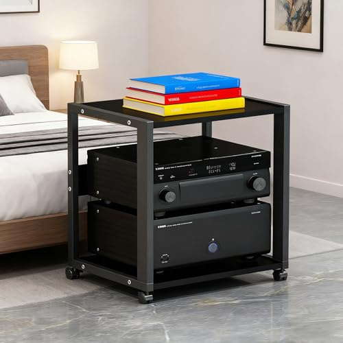 SOFACHEN 2/3-stöckiges HiFi-Rack, Medienregal, Multifunktionales Ablageregal mit Verstellbaren Ablage, Audio-Speicherregal, Home-Office-Theater-Küchen-Videoturm-Ausrüstung(Style 1)