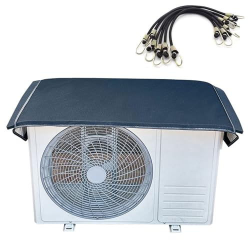 Wärmepumpe Abdeckung Klimaanlage Außengerät, Metallabdeckung mit Schalldämmwolle und Elastischen Haken, Magnetische Befestigung(120x50cm/47x20in)