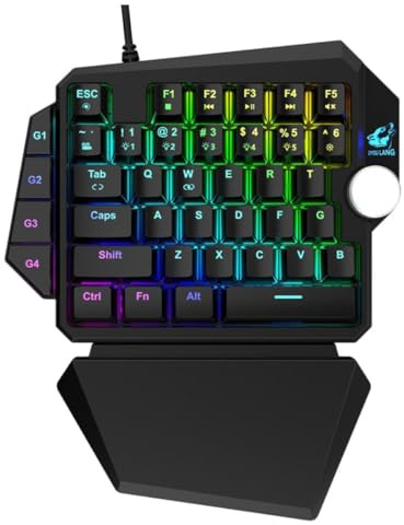 jojofuny Mechanical Gaming Keyboard Black Rgb Backlit 39 Keys | Abs Body, Ergonomic Design, Single Key Combo Support, Comfortable Hand Feel, for PC and Console Use