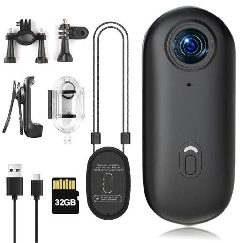FHD 1080P Körperkameras mit Audio und Videonachzeichnung Mini Bodycam-32G | Mini POV Vlog Kamera magnetisch und mit 360° Klammer Helmkamera für Spaziergänge mit Haustieren Radfahren und Motorradfahren