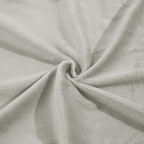 Wellness Fleece Stoff, Weicher Plüschfleece Stoff 100X150cm, Kurzhaar Plüschstoff Meterware zum Nähen Dekorieren Basteln, Hellgrau
