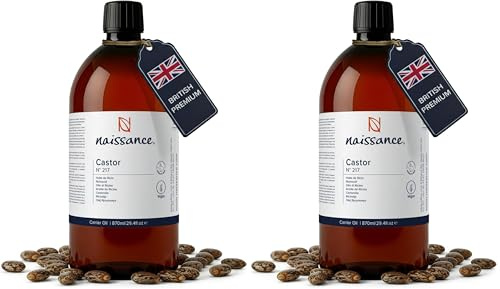 Naissance Rizinusöl (Nr. 217) - 870ml - Kaltgepresstes, Natürliches, Hexanfreies, Gentechnikfreies Öl - Pflegt und Spendet Feuchtigkeit für Haare, Wimpern und Augenbrauen (Packung mit 2)