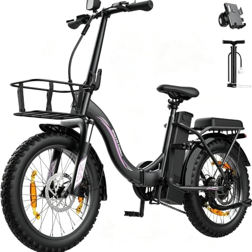 Runetic Bici Eléctrica para Adultos, 250W, 36V13AH, Plegable, 100KM,Negro