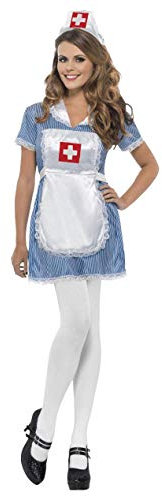 Smiffys Saucy Matron Fancy Dress Costume (Adult Size M) Blue/White