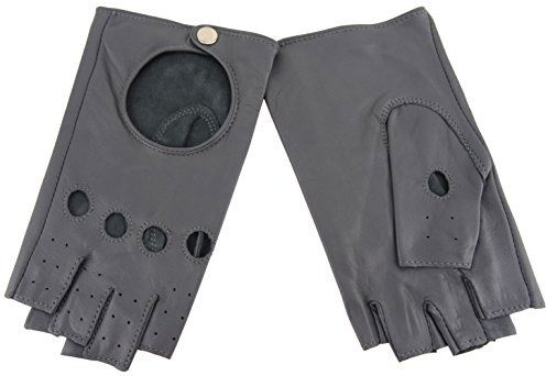 Damen Handschuhe fingerlos - hochwertiges weiches Nappaleder Schafsleder in grau - Gr. 7,0