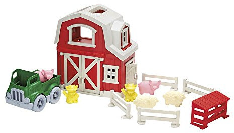 Green Toys 8601158, Bauernhof mit Truck und Spielfiguren, Spielset für Kinder ab 24 Monaten, 13-teilig