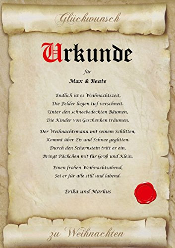 Urkunde zu Weihnachten - Gedicht Geschenk Karte XL Geschenkidee personalisiert - persönlich mit Name DIN A4 Deko Weihnachtskarte