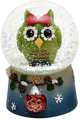 Dekohelden24 - Bola de nieve con divertido búho, original verde