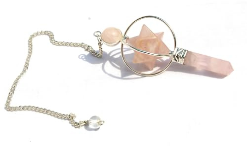 Jet International Rosenquarz Spinnen Merkaba Pendel geschnitzt handgefertigte antike Indien neues Design Heilung Reiki Wünschelrute A + Kristalltherapie-Broschüre Bild ist nur eine Referenz