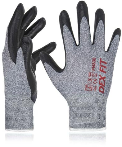 DEX FIT Nitrilschaum Arbeitshandschuhe FN330 – 3D-Komfort, Dehnbare Passform, Fester Griff, Dünn und Leicht, Touchscreen, Langlebig, Atmungsaktiv, Maschinenwaschbar; Grau S (7) 3 Paare