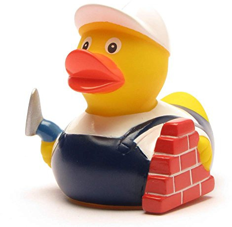 Duckshop I Badeente Maurer I Quietscheente I L: 8 cm I Quietscheentchen I Geschenk Bauarbeiter I Präsent Sammler