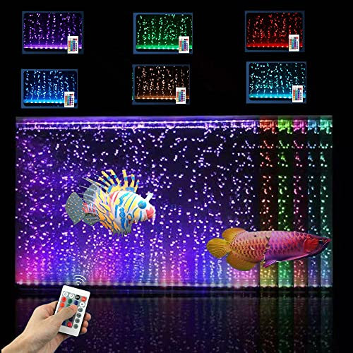 Mixtooltoys Aquarium-Licht, wasserdicht, Fernbedienung, 5050 LED, Farbwechsel, 30 cm, Luftblasen-Lichter mit 24-Tasten-Controller für Süß- und Salzwasser-Aquarien