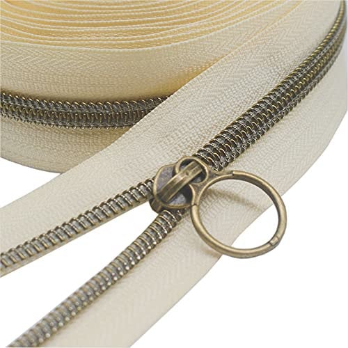 YaHoGa 9 m bronzefarbene endlos Reißverschluss Meterware Beige Reissverschluss 6mm-Spirale + 20 Nonlock-Zipper (bronzefarbene Beige)