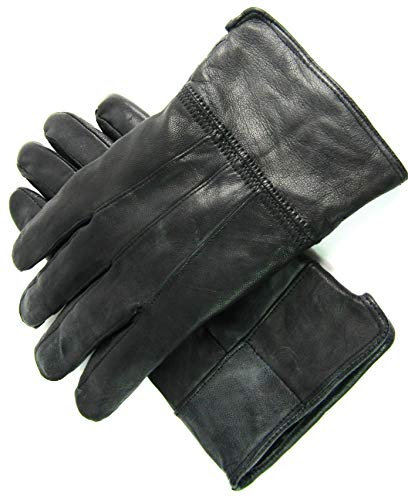 Unbekannt Herren Echtleder Voll Gefütterte Handschuhe - Schwarz, M