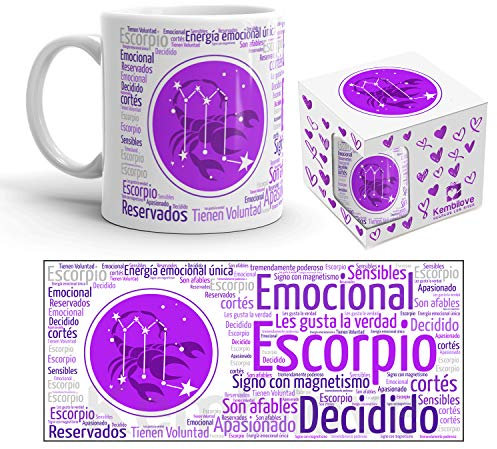 Kembilove Taza de Desayuno Horóscopo Escorpio – Taza de café de Signo del Zodiaco Escorpio – Tazas de Café y Té Horóscopo Escorpio – Regalo Original para Parejas, Cumpleaños, Amigos