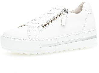 Gabor Damen Low Top Sneaker, Frauen Halbschuhe,lose Einlage,Moderate Mehrweite (G),schnürer,Halbschuhe,straßenschuhe,Plateausohle,Weiss,38 EU / 5 UK
