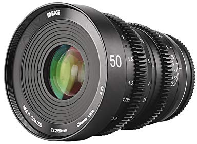 MEKE 50 mm T2.2 große Blende, manueller Fokus, geringe Verzerrung, 4K Mini-Cine Objektiv für Sony E Mount APS-C Kameras und Super 35 mm Camcorder FS5 FS7