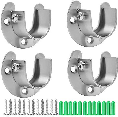 Mirrwin Stangen Flansch Set Kleiderstangen Halterung Stangenhalterung Edelstahl Stangen Flansch Set für Schrankrohr-Stange Kleiderstange Duschvorhangstange 4 Stück mit Schraube Expansionsrohr (25mm)