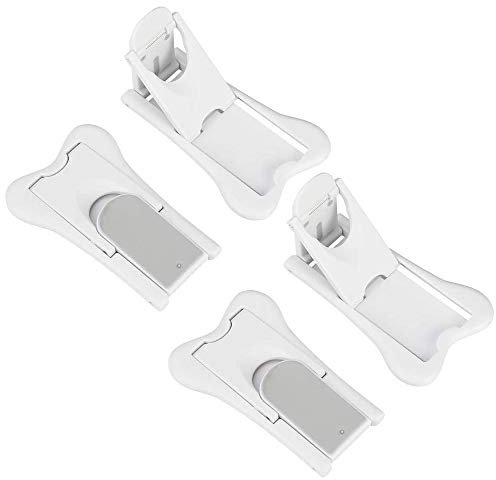 4 PCS Sliding Door Lock for Child Safety - Baby Proof Doors & Closets Childproof Child Safety Locks with No Screws or Drills for Patio, Closet, Shower Sliding Doors, Shutters(White)