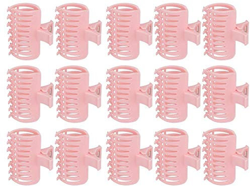Curler Clip, 15Pcs/Set Curler Clip Hair Roller Fixing Clamp Hair Rollers Curlers Hairdressing Tool Ideal for Women Styling (Pink)