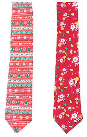VALICLUD Schicke 2-teilige kreative Krawatte Langlebige Weihnachts-Polyester-Bedruckte Krawatten-Weihnachtsartikel