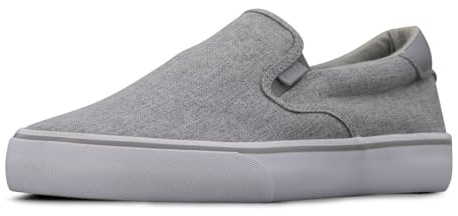 Lugz | Clipper Casual Sneakers for Men | Slip On Shoes for Men | Everyday Men Footwear, Medium Grey/White/Gum, 9