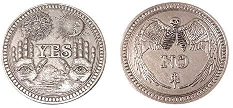 Yes No Coin plaqué argent. Ouija Oracle du destin. Idée cadeau original Amateurs Jeu de rôle role play, Cosplay, Wiccan, spiritisme, surnaturel. Piece monnaie oui non Lucky coin Fait à la main 3,7 cm