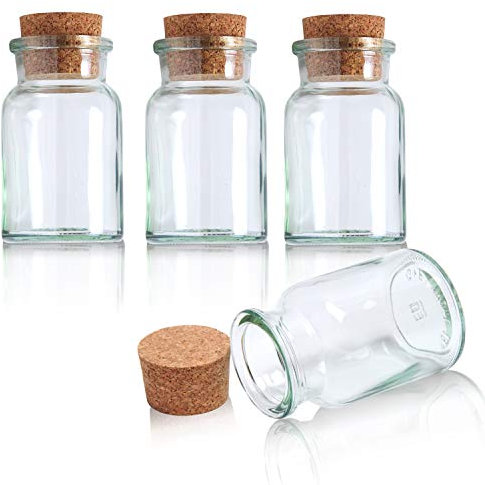 Gewürzgläser Set 4er 150ml Pack Gewürz Tee Kräuter Glas Korkenglas Gewürzdose Behälter