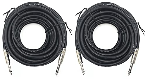 2 Pack 1/4 TS to TS Speaker Cable 15 Feet 12AWG 2 Conductor Heavy Duty