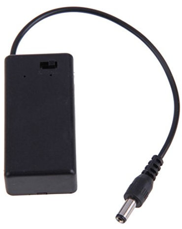 Boîtier pour batterie PP3 9 V avec câble de connexion et interrupteur marche/arrêt + prise de 2,1 mm