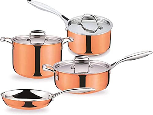 ksamwjf Kupfertopf Handgemachte Art Bratpfanne 24 cm Suppentopf 16 cm Milchpfanne Küche Kochgeschirr Set Antihaft Kochgeschirr Set