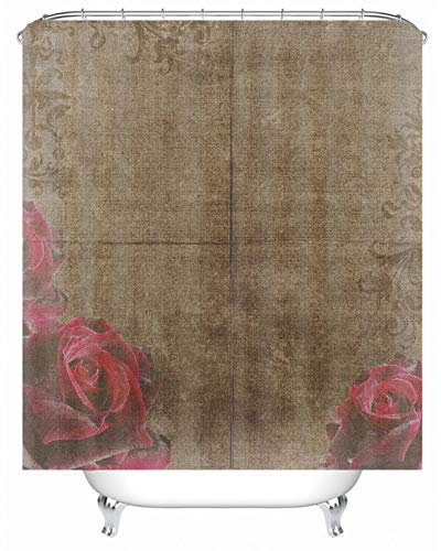 Banemi Rideau de Douche Imperméable Brun Imperméable et Anti-moisissure Rideau pour Salle de Bain avec Crochets Polyester Rose, 90x180cm