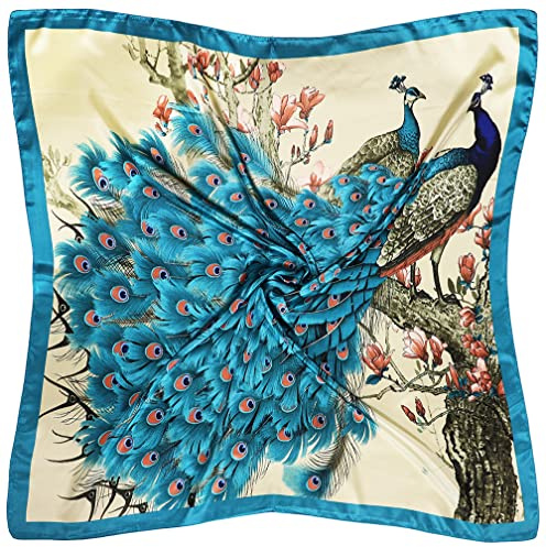 vabovin Seidenähnliches Kopftuch für Damen, quadratisch, Satin, bedruckt, Bandana, für Haarwickel, modisches Accessoire, 90 cm, 35'' x 35''