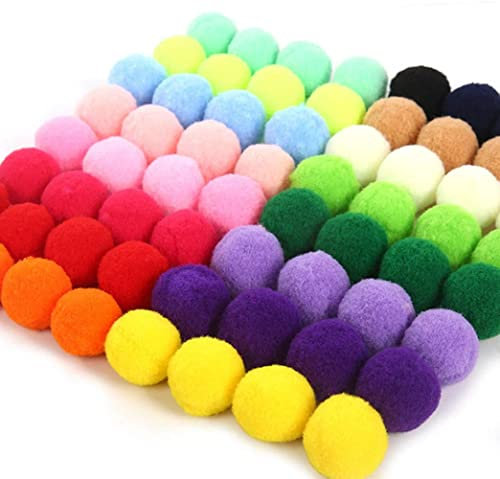 100 Stück Pompons, flauschig, sortiert, für Bastelarbeiten, Dekorationen (5 cm, mehrfarbig)