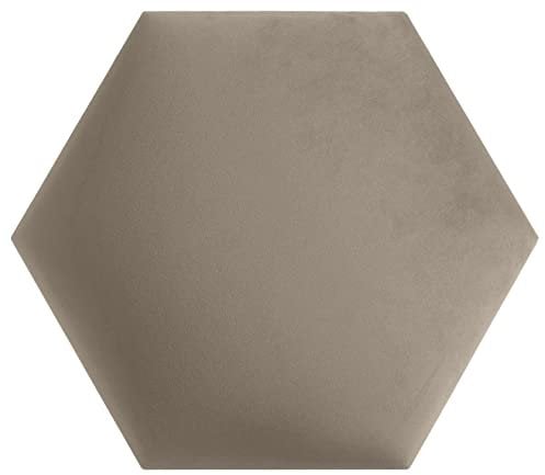 softwalls Wandkissen Hexagon Stoff mit 50mm Polsterung - Bett Kopfteil Wandpolster - Wandverkleidung - Wandpaneele | 40 x 34.5 Beige
