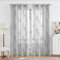 FMFUNCTEX Grau Silber Voile Vorhänge Transparente Gardinen mit Ösen für Wohnzimmer Metallic Zweigen Muster Vorhänge Lichtdurchlässig Ösenschal für Schlafzimmer 2er Set, 175 x 134 cm (H x B)