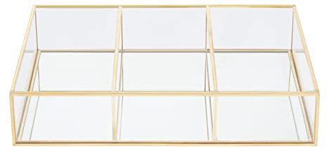 Premier Housewares 3 Compartments Clear Glass Makeup Organiser/Make Up Organiser Drawer/Makeup Organiser Storage For Cosmetics/Cosmetics Box/Box For Makeup