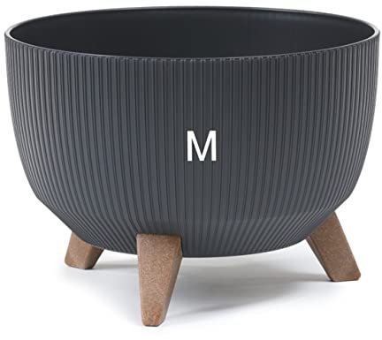 Blumentopf Schale mit Füßen Einsatz Kräutertopf Übertopf Pflanzschale Eco Recycled (Anthrazit, M - 29 cm)