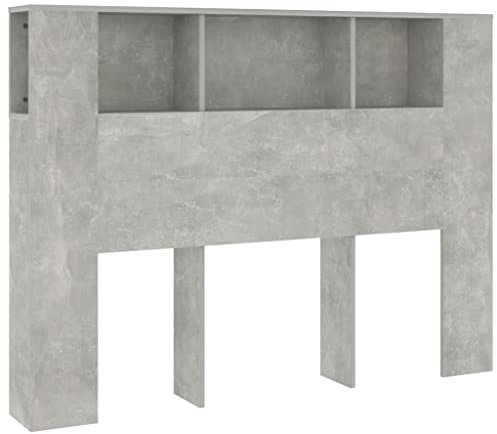 vidaXL Armoire de Tête de Lit Murale Meuble de Chambre à Coucher Tête de Lit avec Rangement Accessoire de Lit Intérieur Gris Béton 140x18,5x104,5 cm